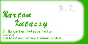marton kutassy business card