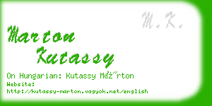 marton kutassy business card